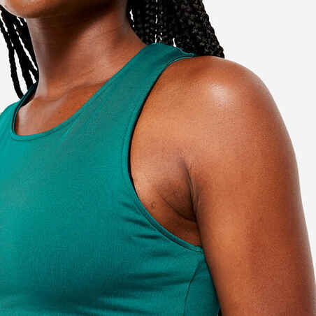 Moteriški kardiotreniruočių ir kūno rengybos trumpi marškinėliai, žali