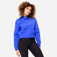 Cropped Cut Fitness Cardio Hooded Sweatshirt - Blue