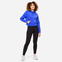 Sudadera Fitness Cardio Azul Crop-Top Capucha