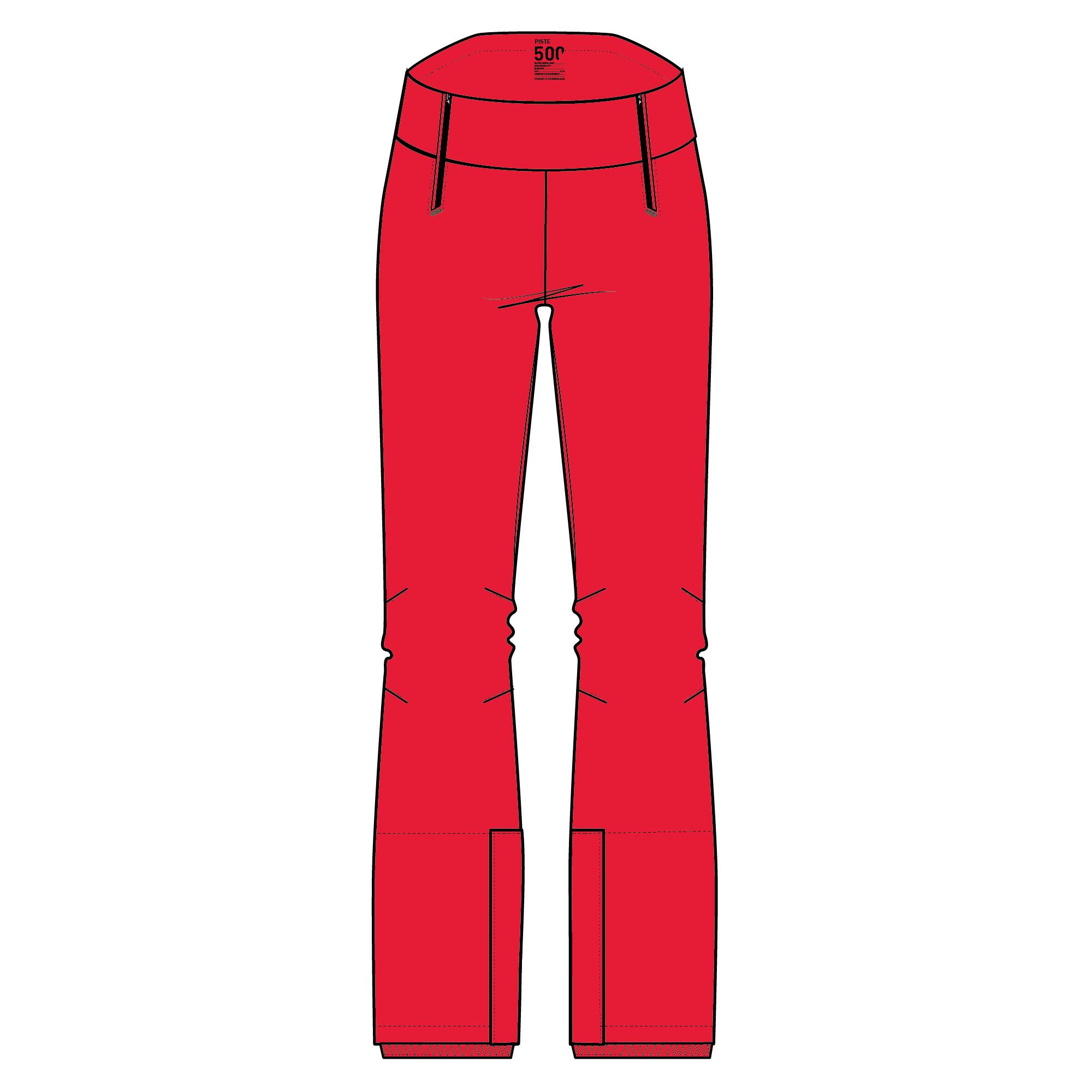 WEDZE Women’s Warm and Fitted Ski Trousers 500 - Red