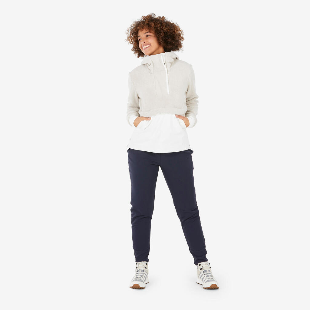 Pantalón de senderismo cálido y perlante azul para mujer NH500