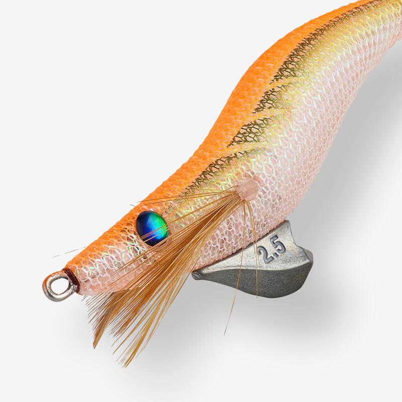Squid jig voor zeekat/pijlinktvis Ebika 2,5/105 zinkend shallow fluo-oranje