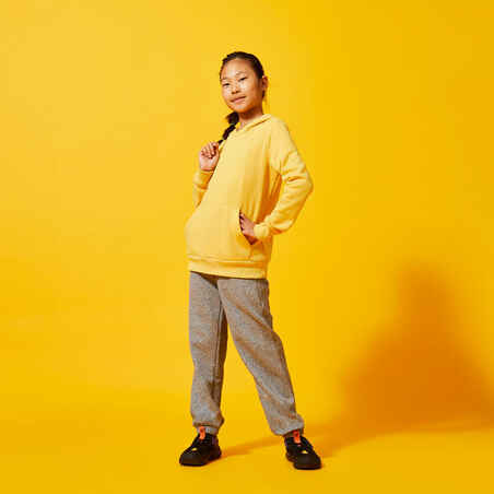 Vaikiškas medvilninis džemperis su gobtuvu, garstyčių spalvos