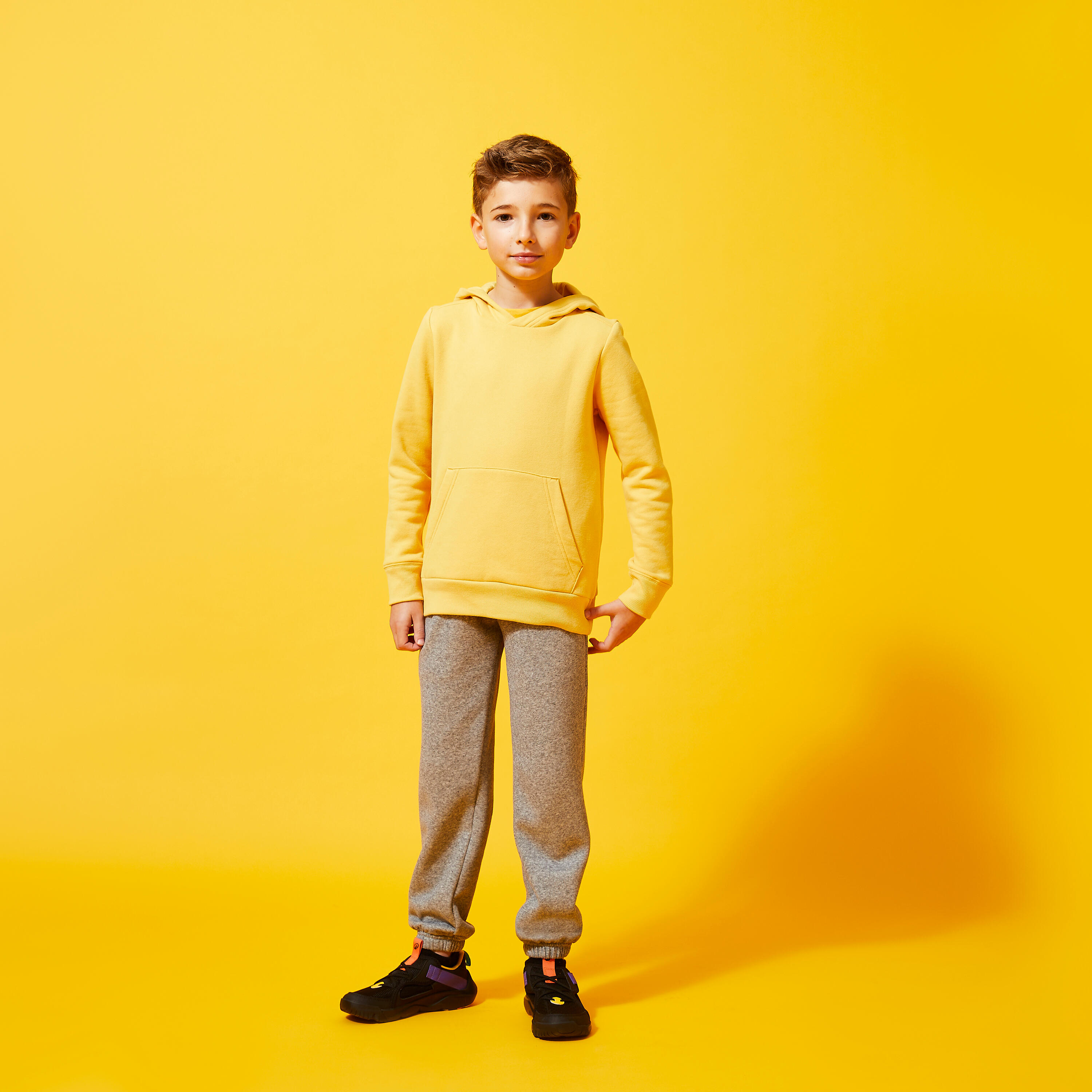 Sudadera Niños Mostaza Algodón Capucha 3/6