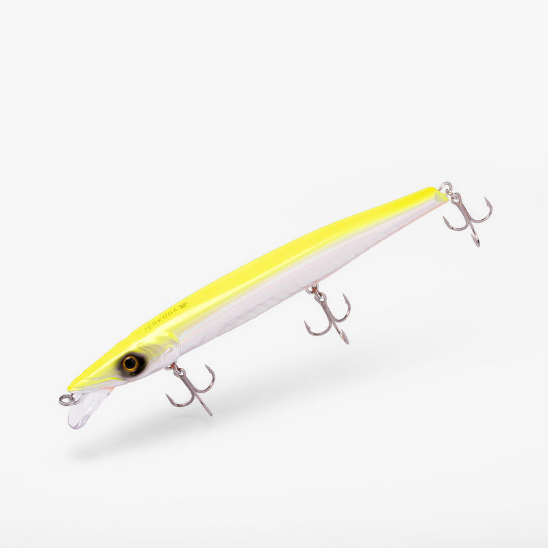 Amostra Jerkbait Pesca no Mar com Amostra JERKUDA 170F Branco Néon