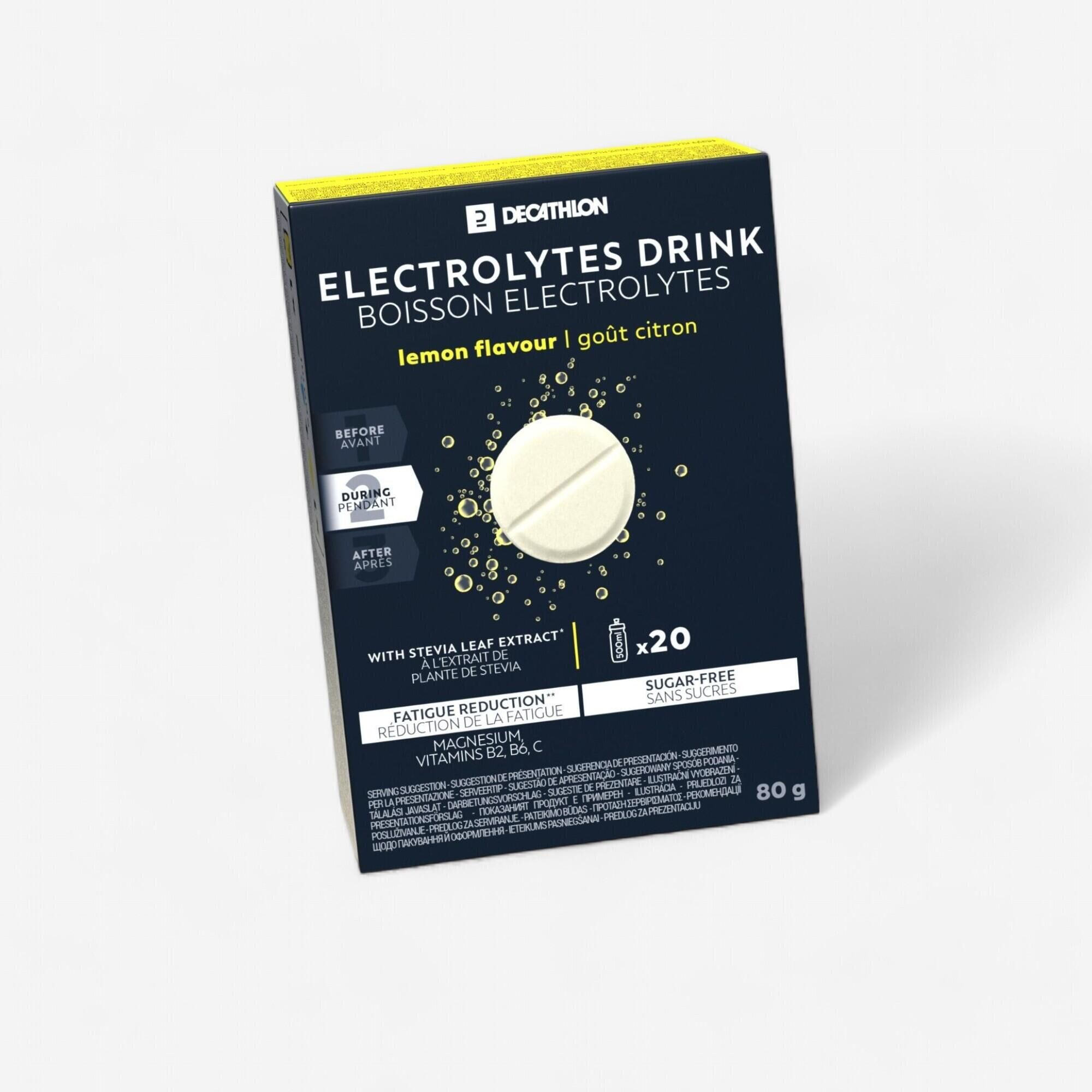 DECATHLON SUGAR FREE LEMON EFFERVESCENT ELECTROLYTES TABLETS 20X4GR