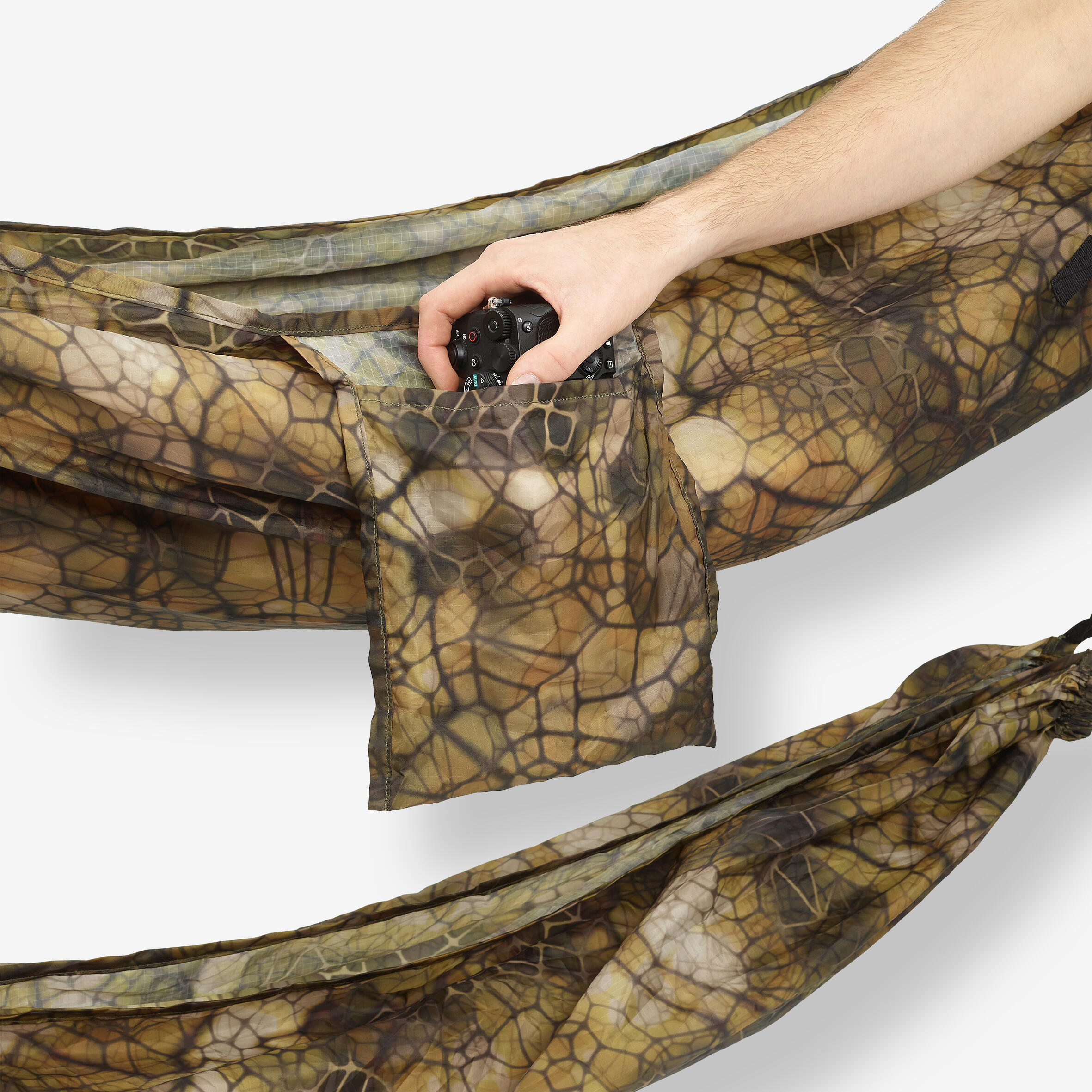 Stevige 1-persoonshangmat voor bushcraften Furtiv camouflage 4/7