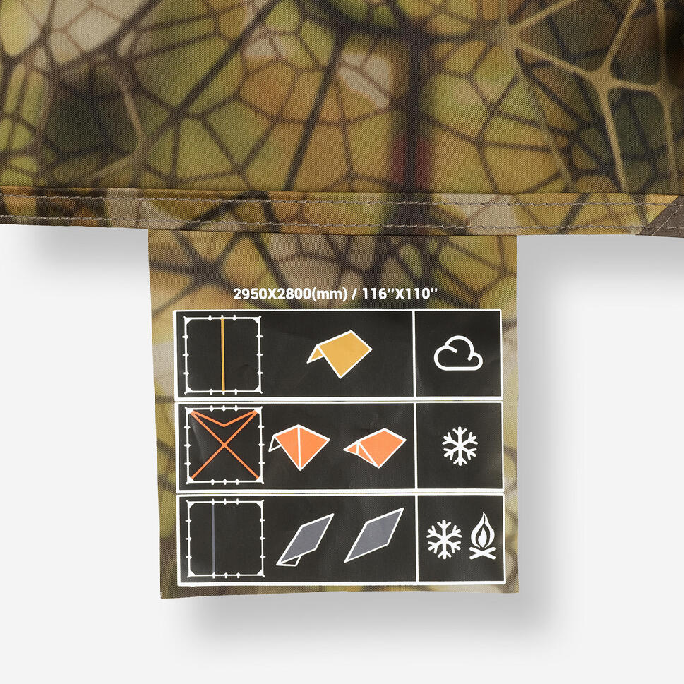 TARP Bushcraft 2.95x2.8 m Waterproof Camouflage Furtiv SOLOGNAC Decathlon