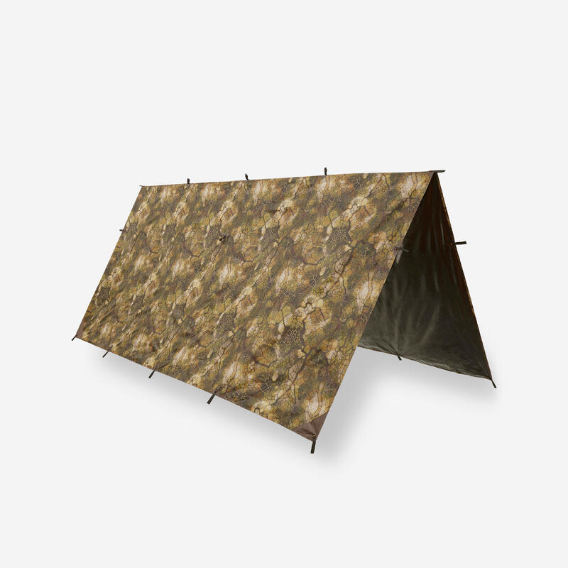 Waterdichte tarp voor bushcraft camouflage Furtiv 2,95 x 2,8 m