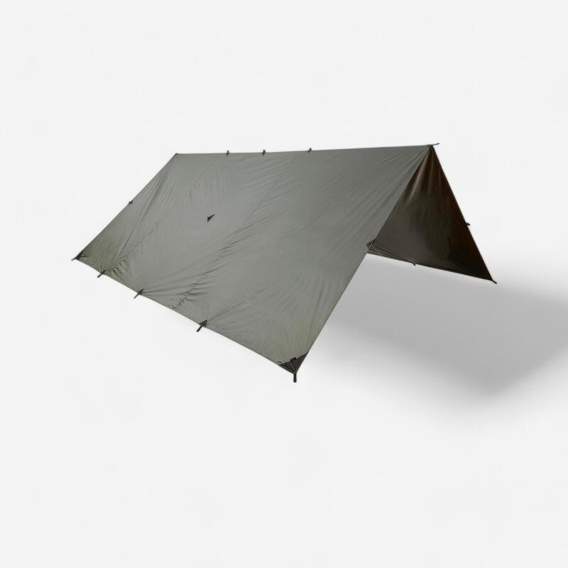 Waterdichte TARP voor bushcraften en wildkamperen 4x4 m kaki