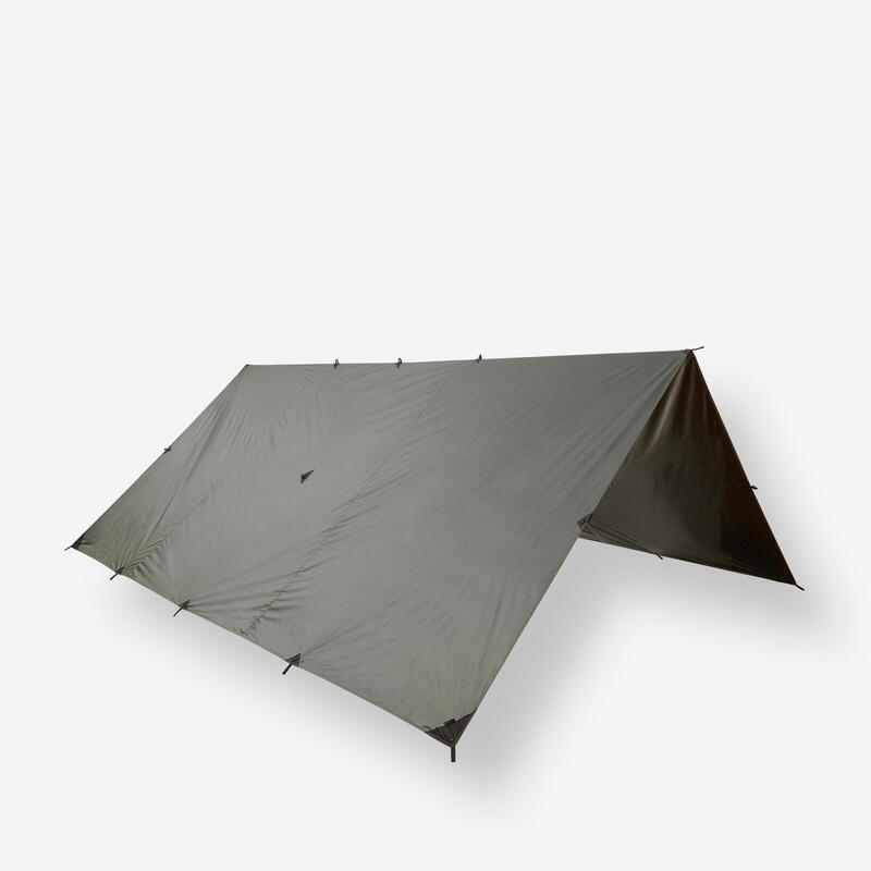 Waterdichte TARP voor bushcraften en wildkamperen 4x4 m kaki