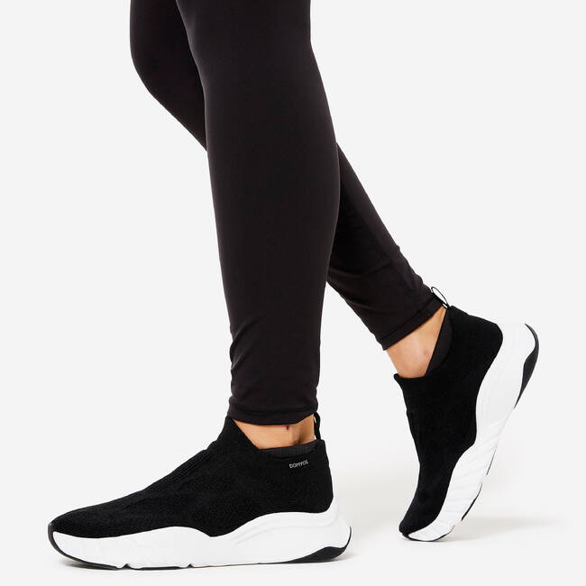 Women Gym Leggings with Phone Pocket - Black