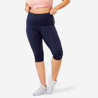 Women's High-Waisted Cropped Fitness Cardio Leggings - Navy Blue