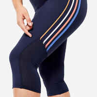 Women's High-Waisted Cropped Fitness Cardio Leggings - Navy Blue