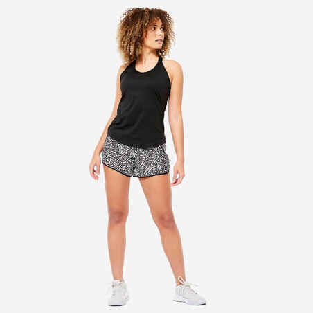 Women's Fitness Loose Shorts - Black/White