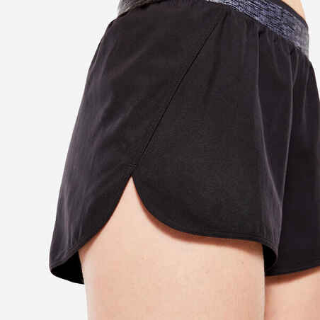 Women's Loose Fitness Shorts - Black/Mottled Grey