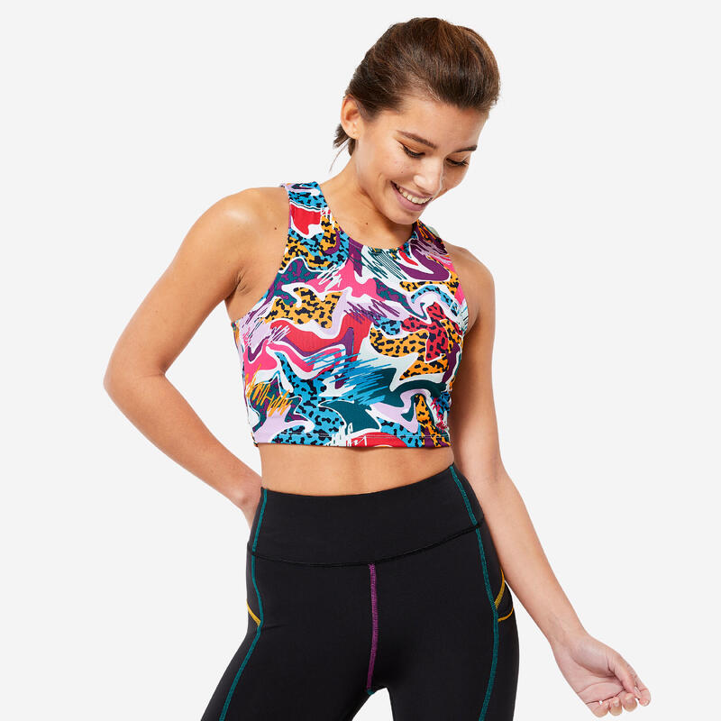 Női fitnesz ujjatlan crop top - 120-as 