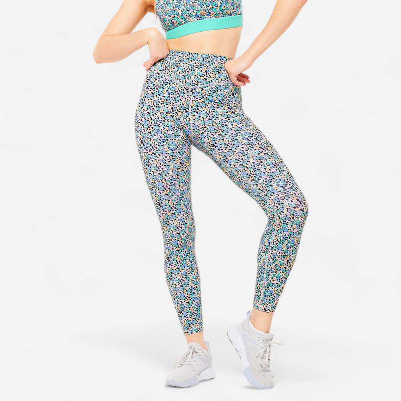 Legging taille haute Fitness Cardio Femme Imprime Multicolor pour les clubs et collectivites Decathlon Pro
