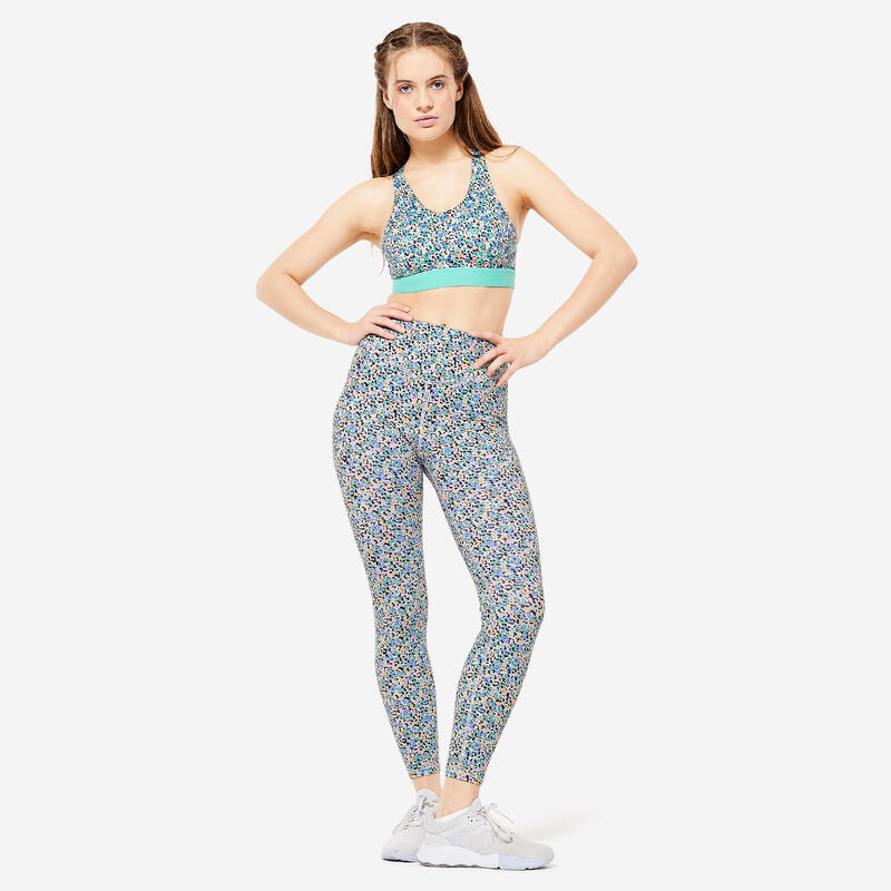 Legging voor cardiofitness dames hoge taille print