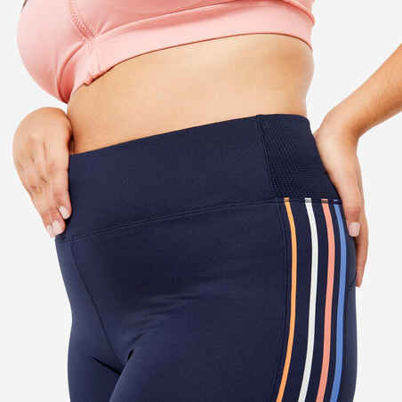 Women's High-Waisted Cropped Fitness Cardio Leggings - Navy Blue