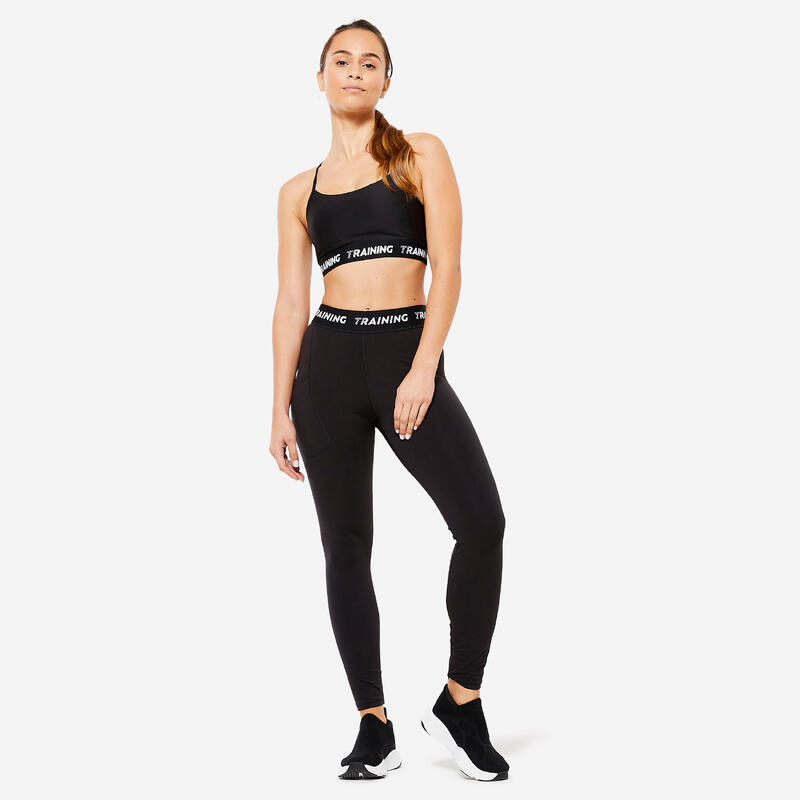 Pants Legging Domyos Decathlon Waist Legging Sport Femme Noir