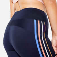 Women's High-Waisted Cropped Fitness Cardio Leggings - Navy Blue