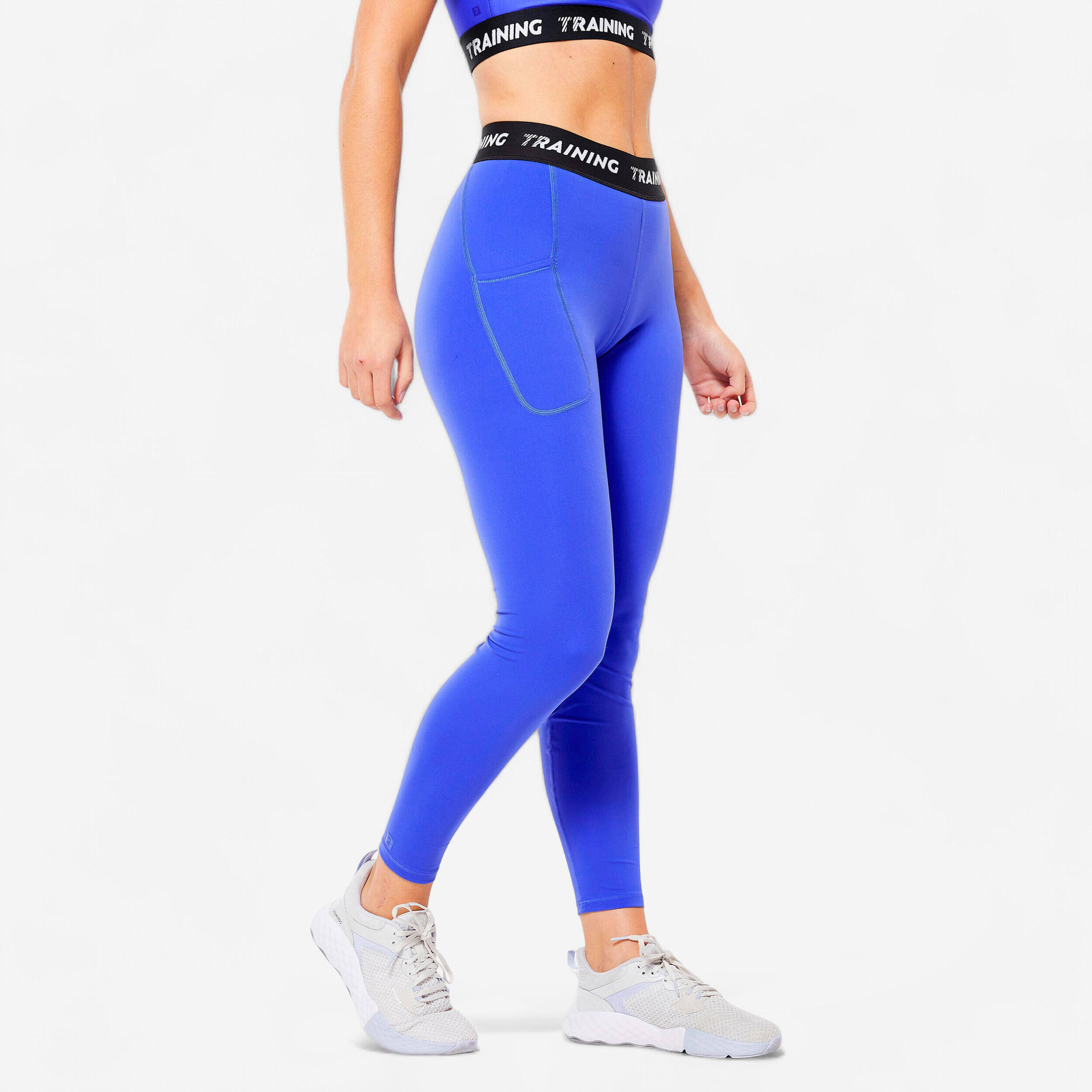 Women Gym Leggings with Phone Pocket - Blue -  1