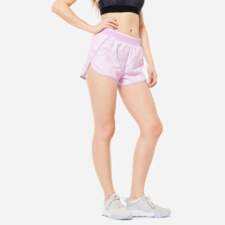 Kratke hlače za fitnes ženske plavo-ružičaste