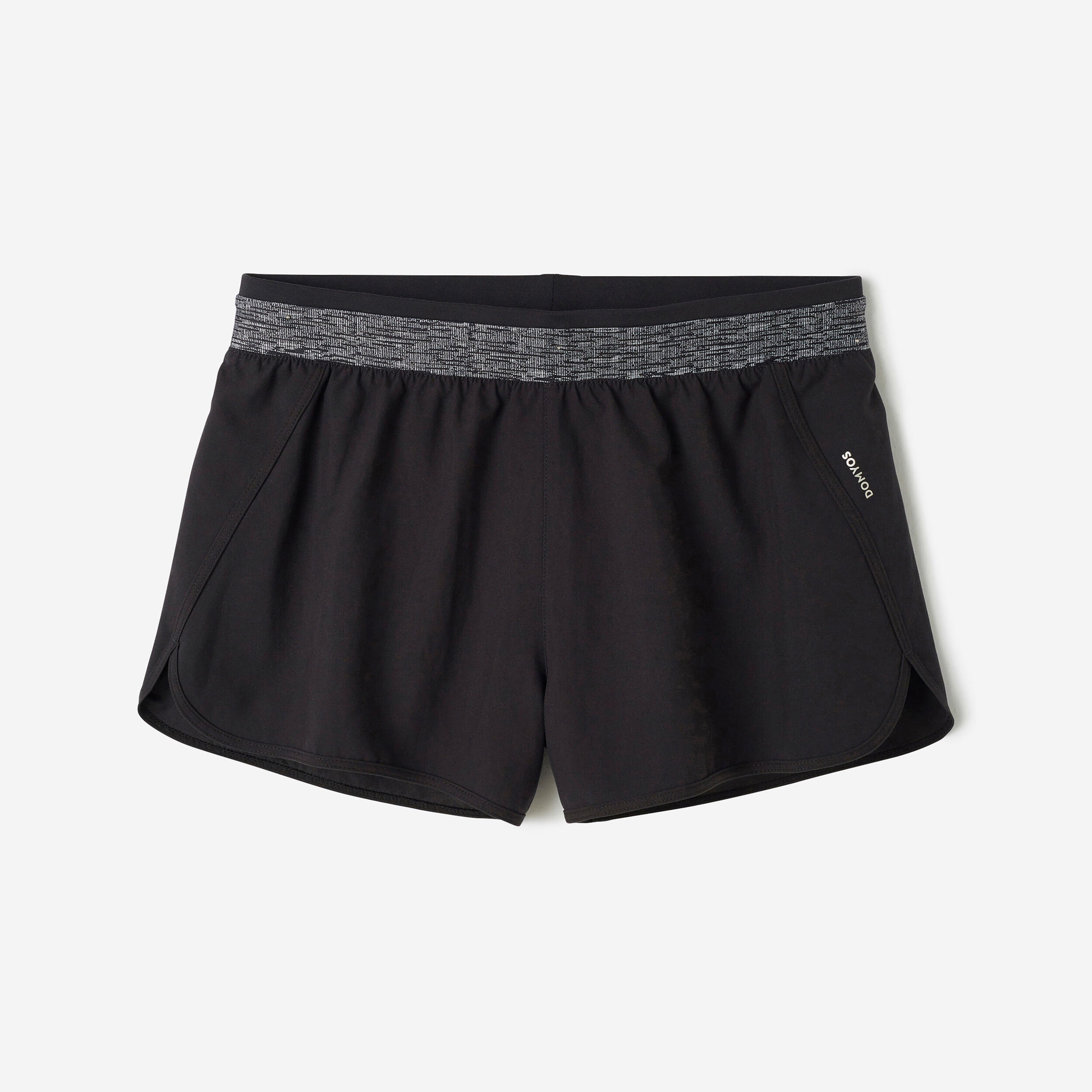 Women Gym Shorts Loose Fit Black Mottled Grey