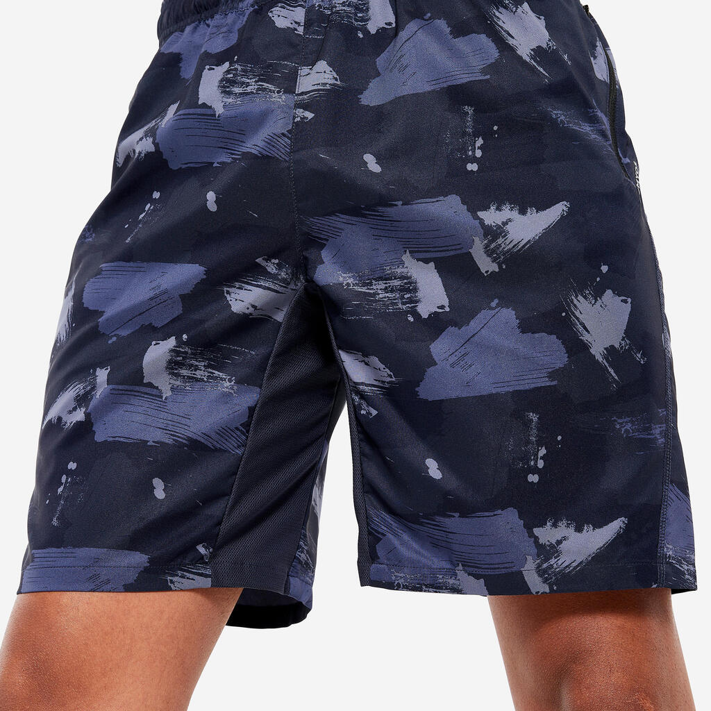 Pantaloneta Fitness Transpirable Bolsillos Cremallera Hombre Morado Cereza 
