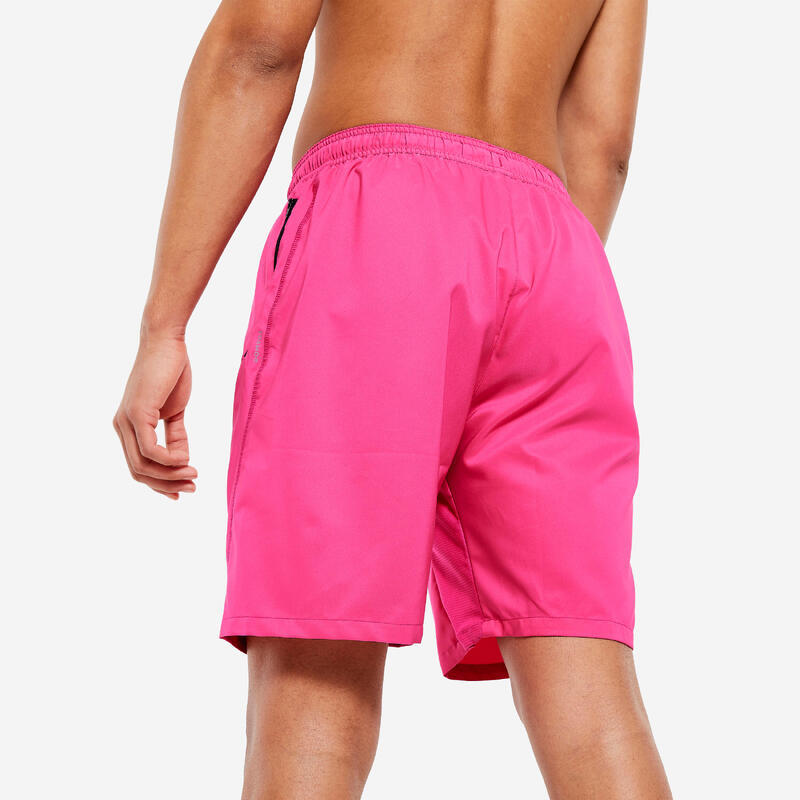Ademende basic fitness short voor heren zakken met rits roze
