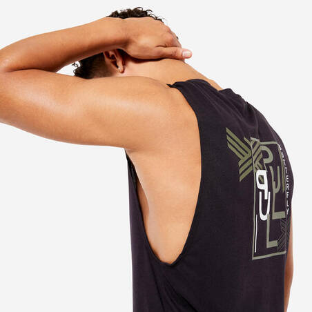 Tank Top Berpori Lembut Slim-Fit Crew Neck | Cross Training Pria - Hitam