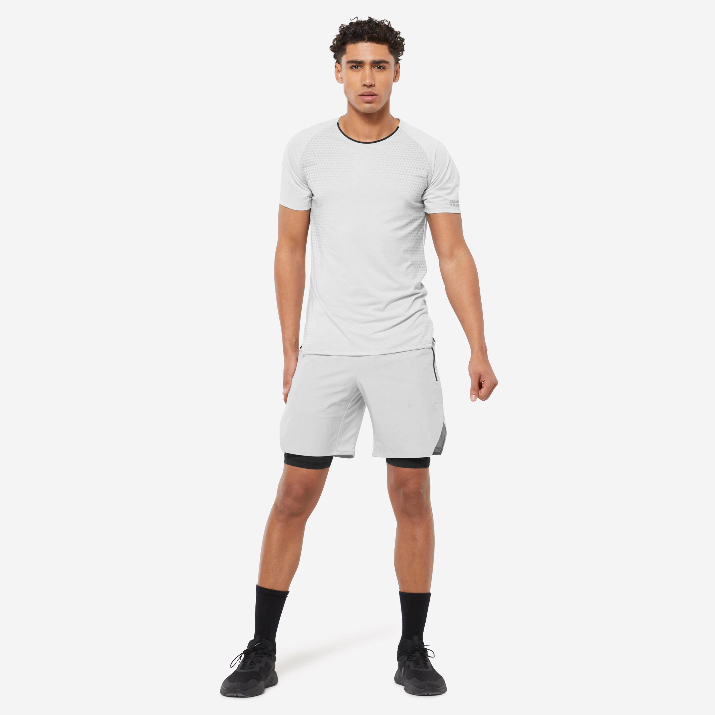 Men's Cross Training Breathable Short-Sleeved Performance T-Shirt Grey Celliant -  3