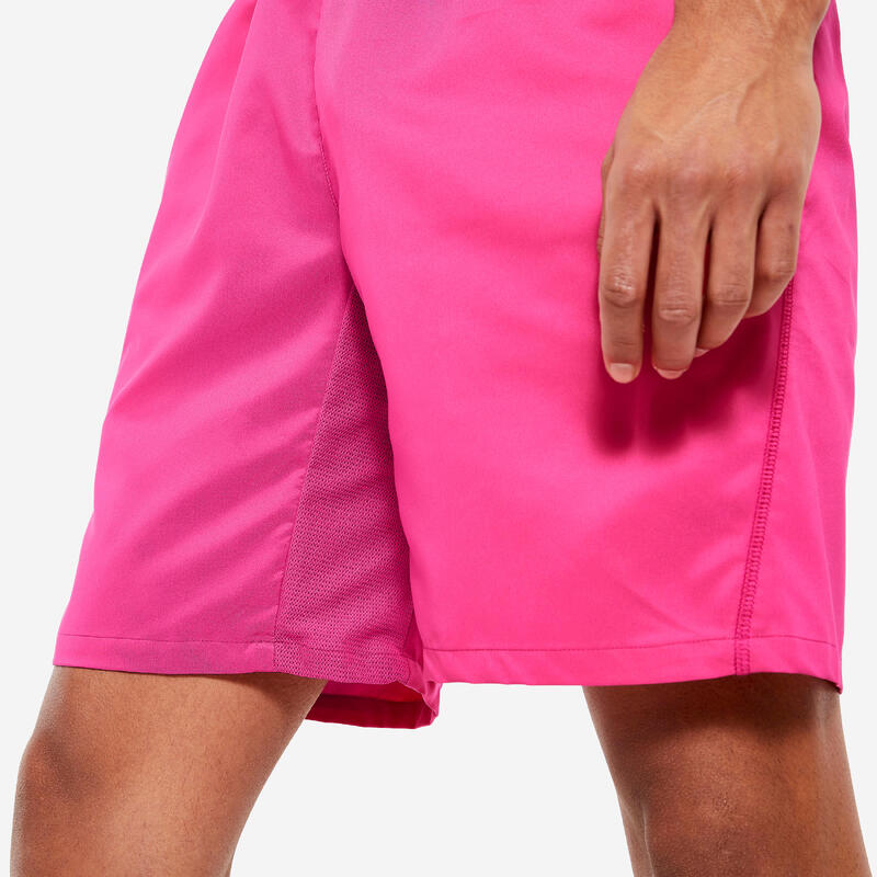 Ademende basic fitness short voor heren zakken met rits roze