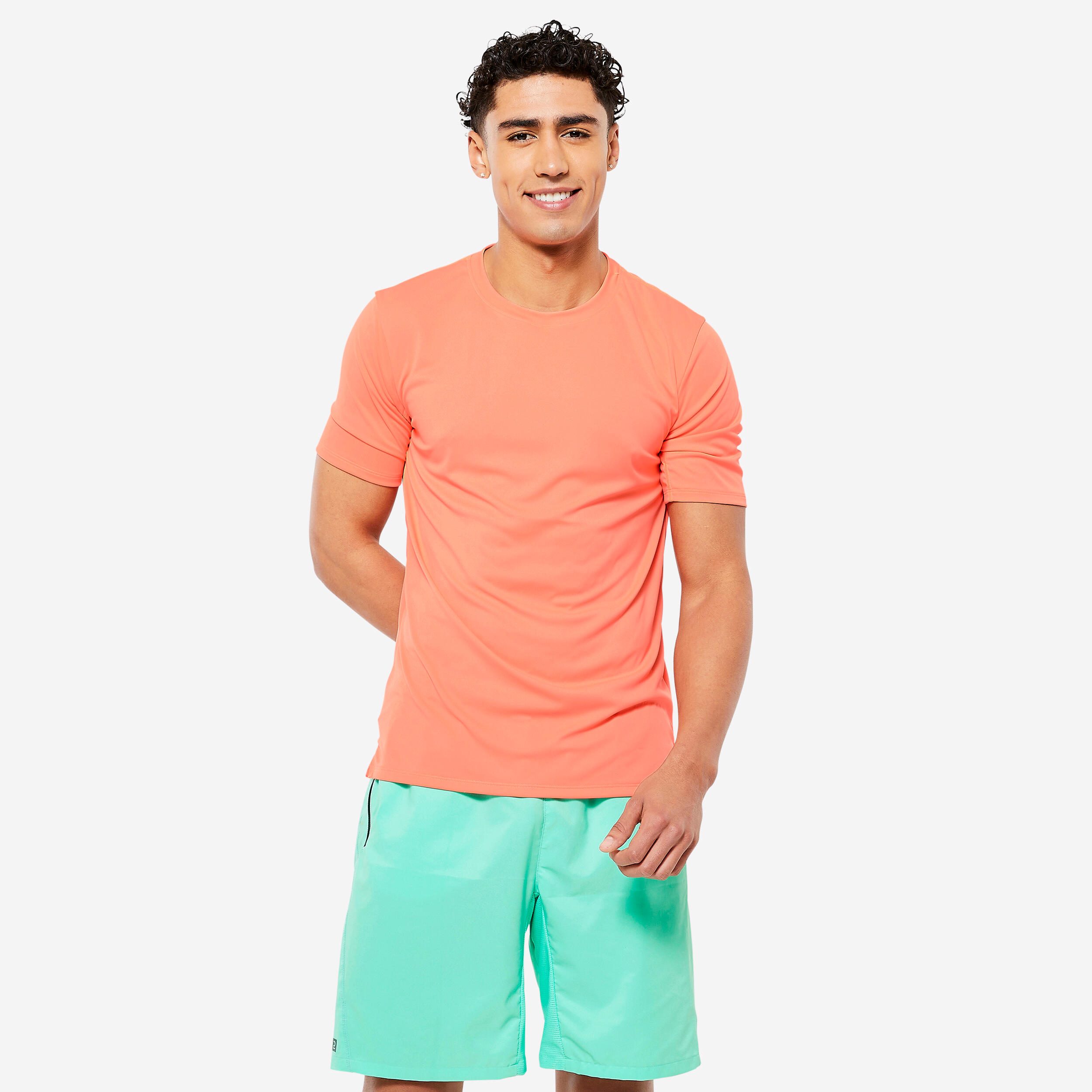 DOMYOS Men's Fitness Breathable Essential Short-Sleeved Crew Neck T-Shirt - Orange