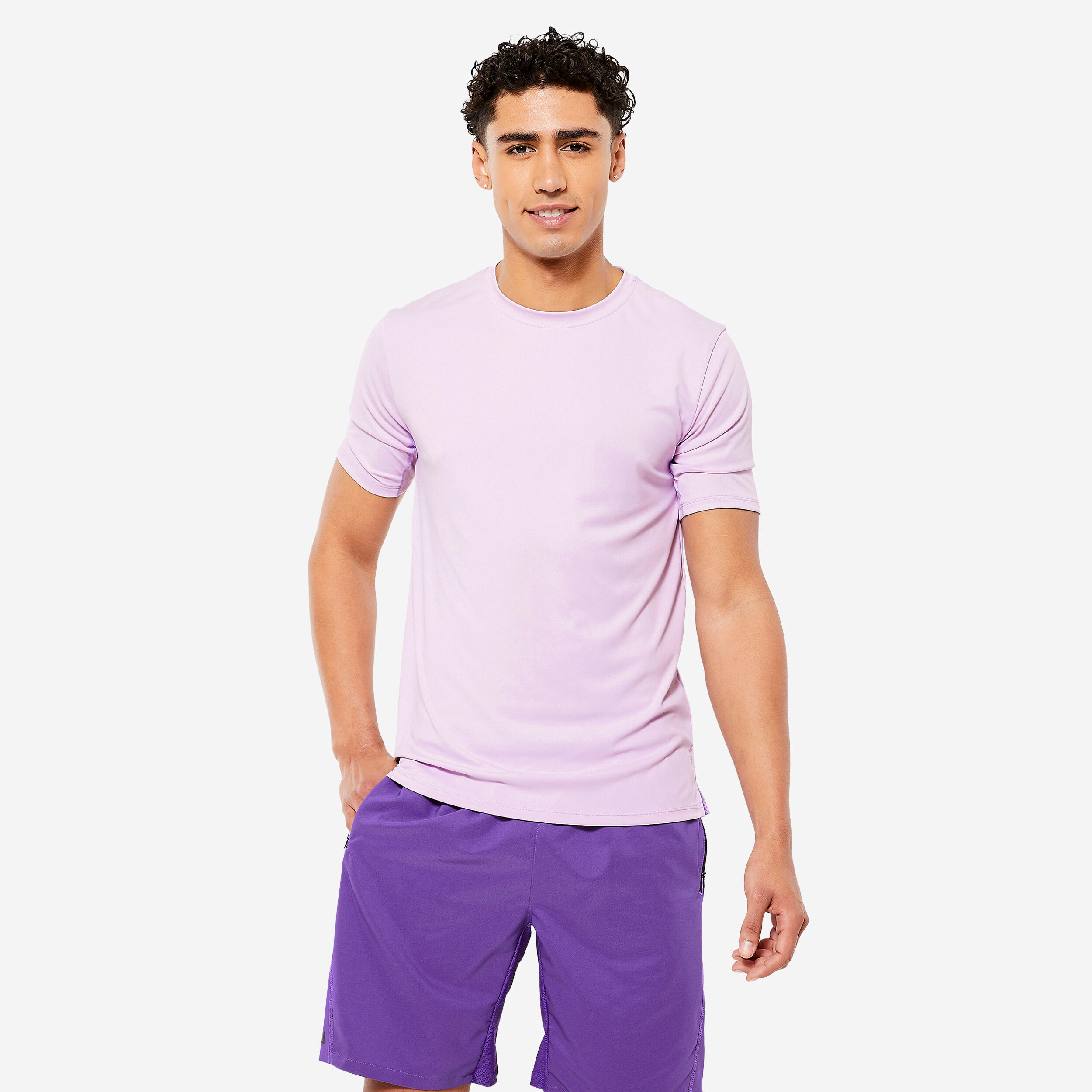 DOMYOS Men's Fitness Breathable Essential Short-Sleeved Crew Neck T-Shirt - Mauve