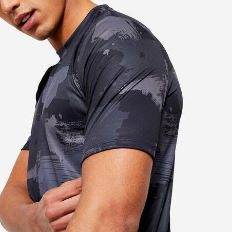 Majica kratkih rukava za fitnes prozračna s okruglim izrezom muška - plava