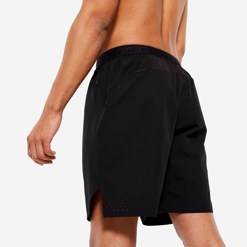 Pantalon scurt Fitness cardio buzunare cu fermoar Negru Bărbați