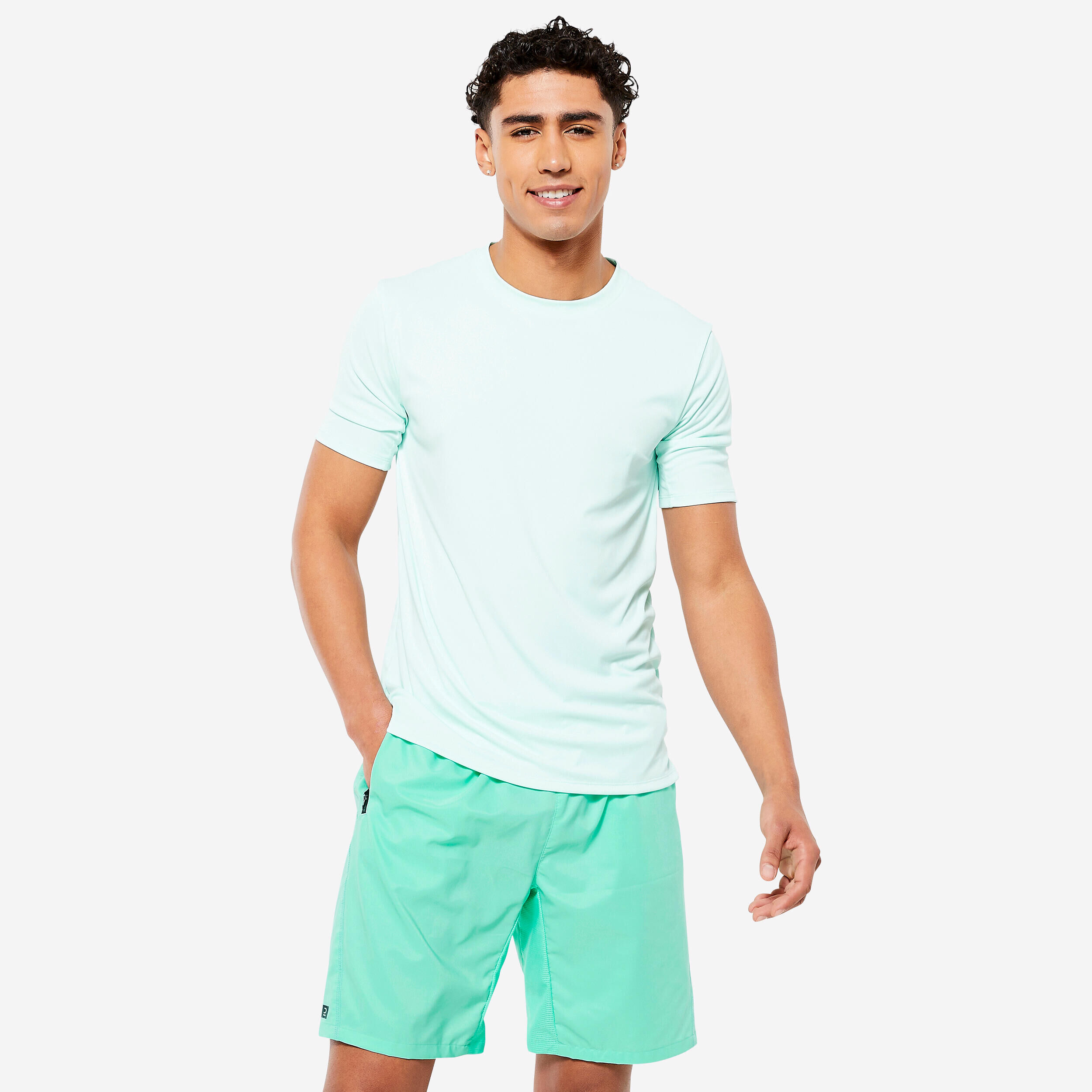 DOMYOS Men's Fitness Breathable Essential Short-Sleeved Crew Neck T-Shirt - Green