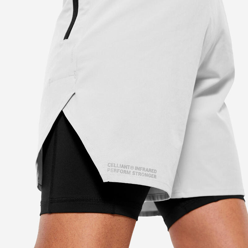 Ademende short voor crosstraining heren Performance Celliant grijs