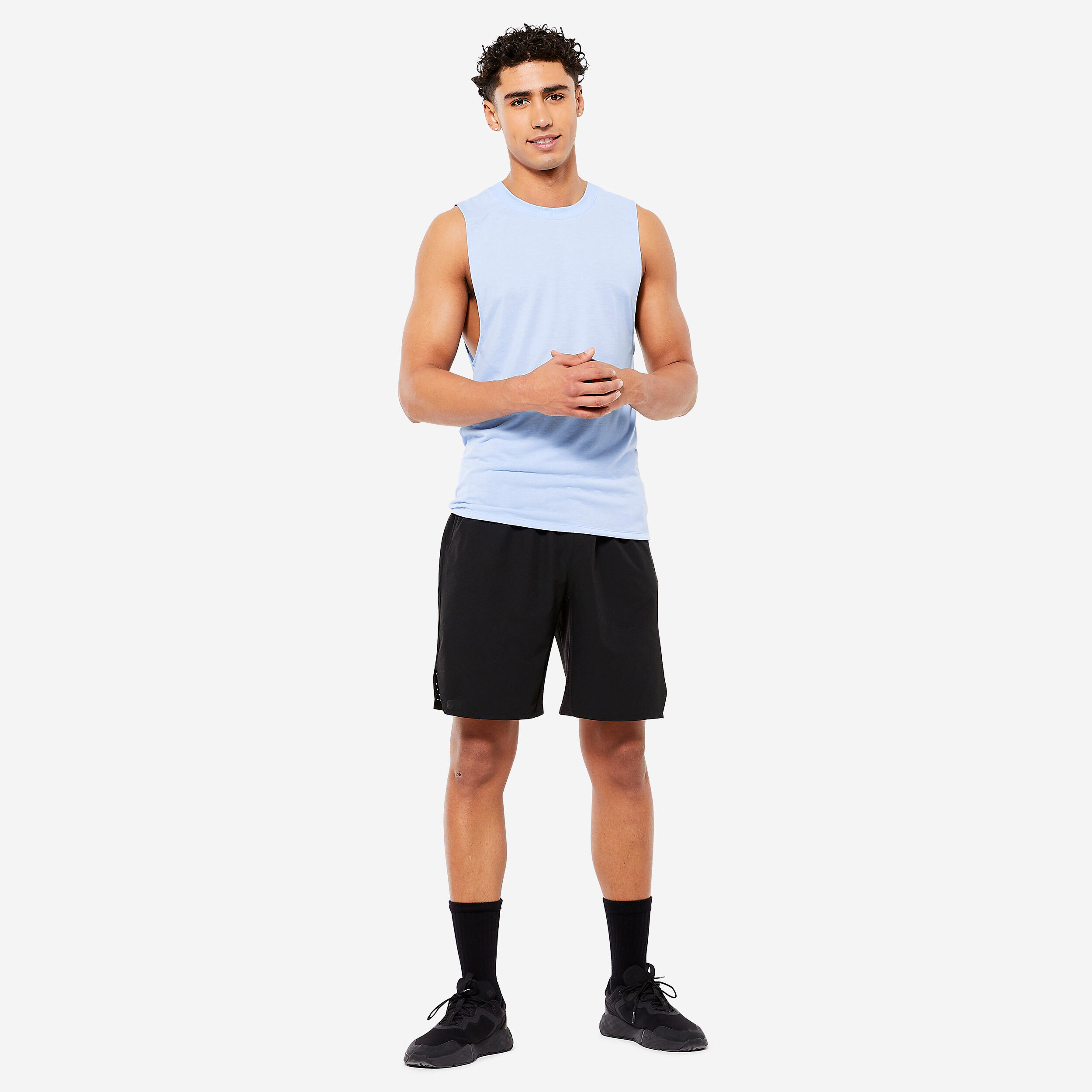 Men's Breathable Zip Pocket Cross Training Performance Shorts - Black 2/5