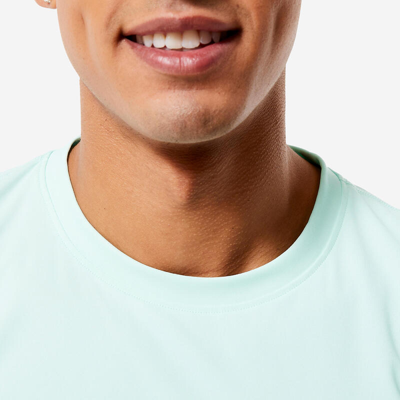 Ademend fitness-T-shirt Essential ronde hals groen