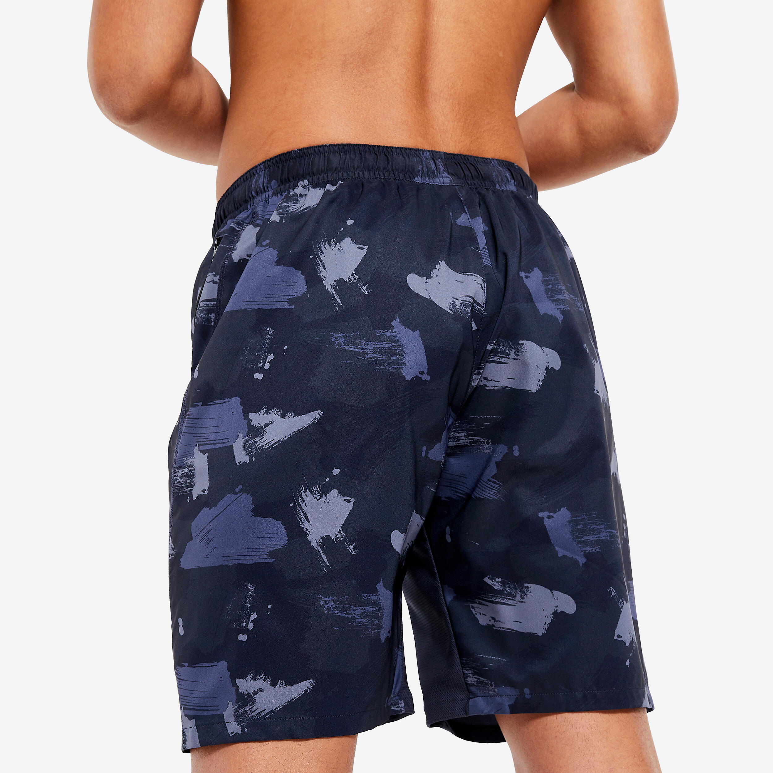 Short de fitness avec poches zippees bleu marine Decathlon