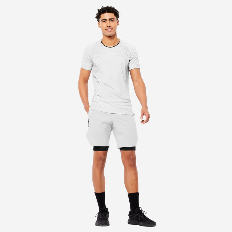 Ademende short voor crosstraining heren Performance Celliant grijs
