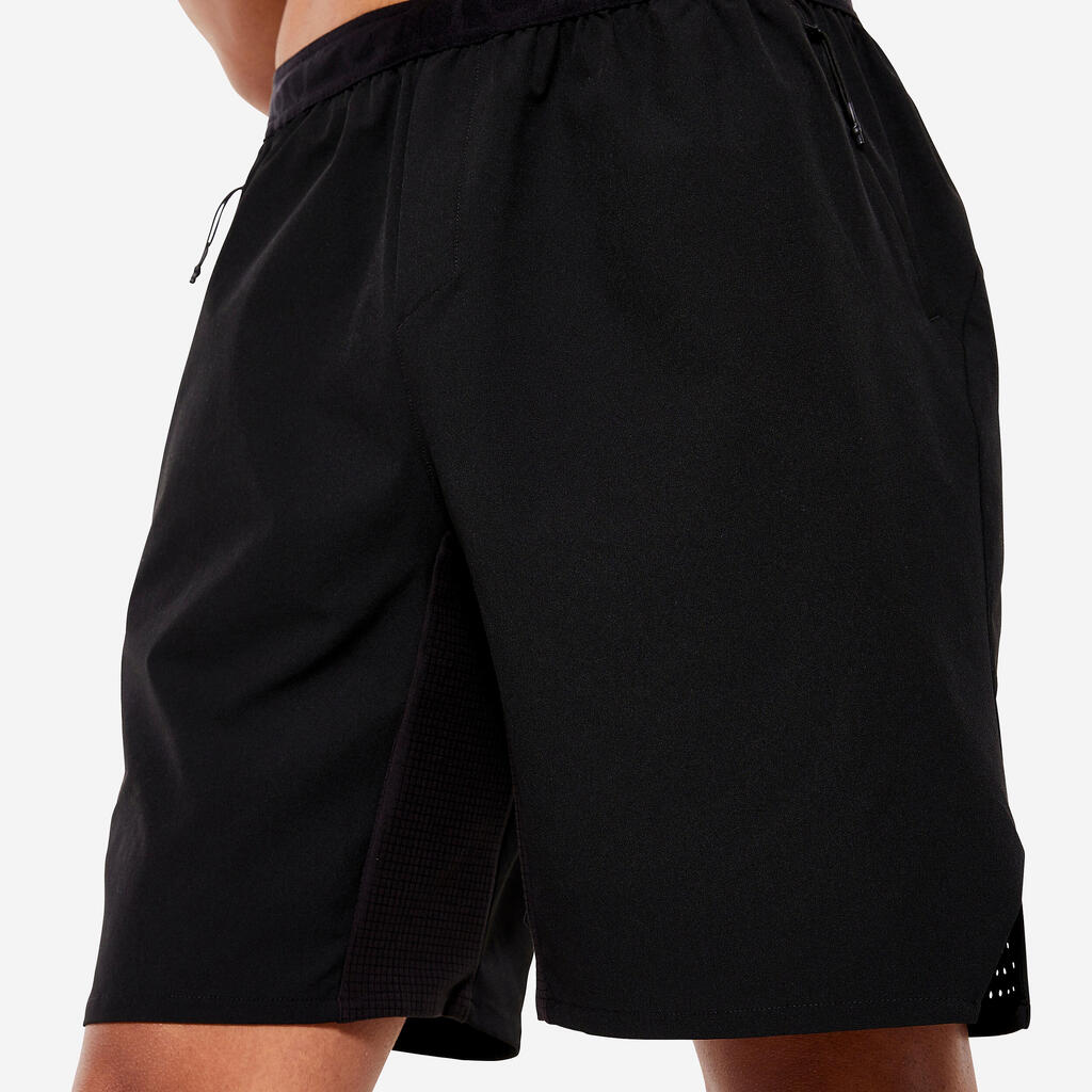 Men's Breathable Performance Cross Training Shorts with Zipped Pockets - Khaki