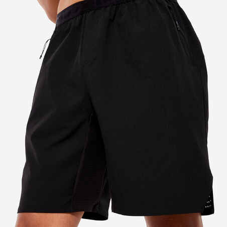 Men's Breathable Zip Pocket Cross Training Performance Shorts - Black