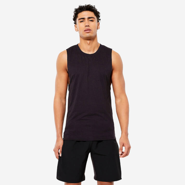 Men's Cross Training Crew Neck Slim-Fit Soft Breathable Tank Top - Black