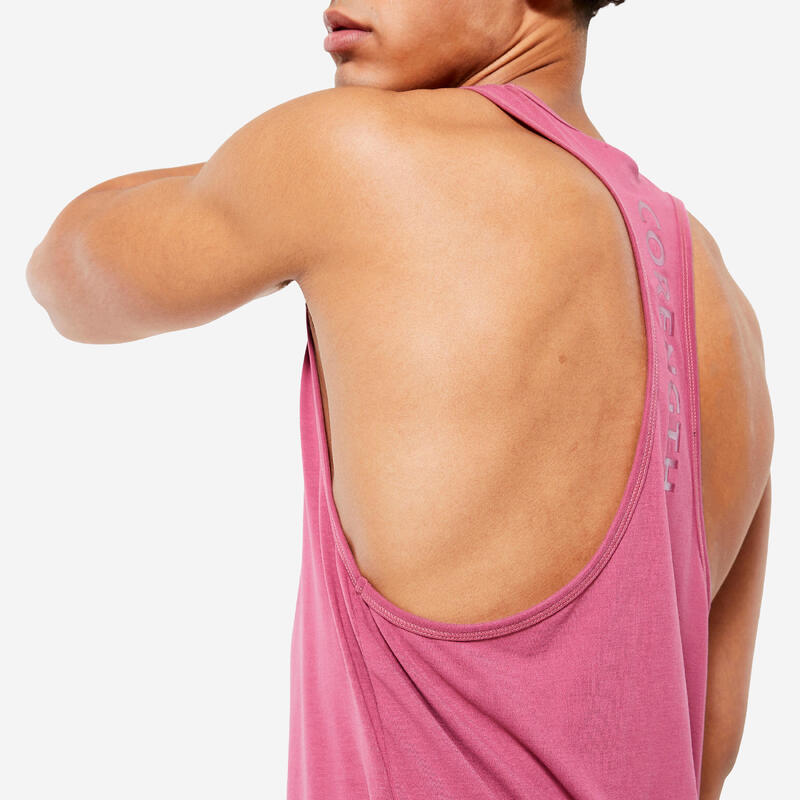 Débardeur stringer de musculation performance respirant homme - rose