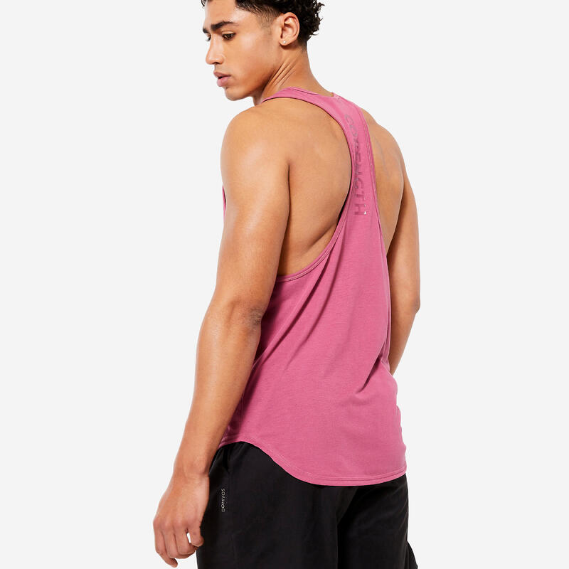 T-shirt sem Mangas Stringer Respirável Musculação Homem Rosa