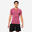 T-shirt musculation compression manches courtes respirant col rond - rose